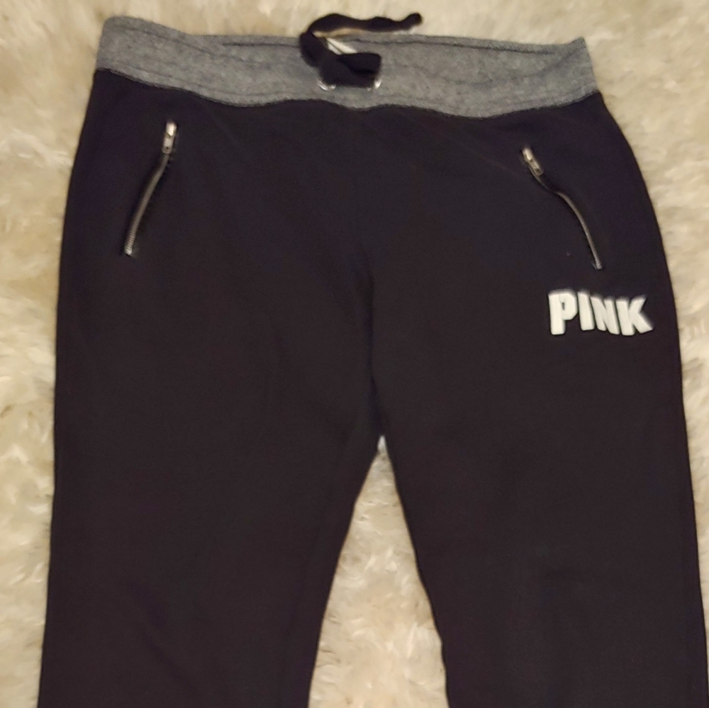 Pink VS Black Sweatpants joggers zip pockets M